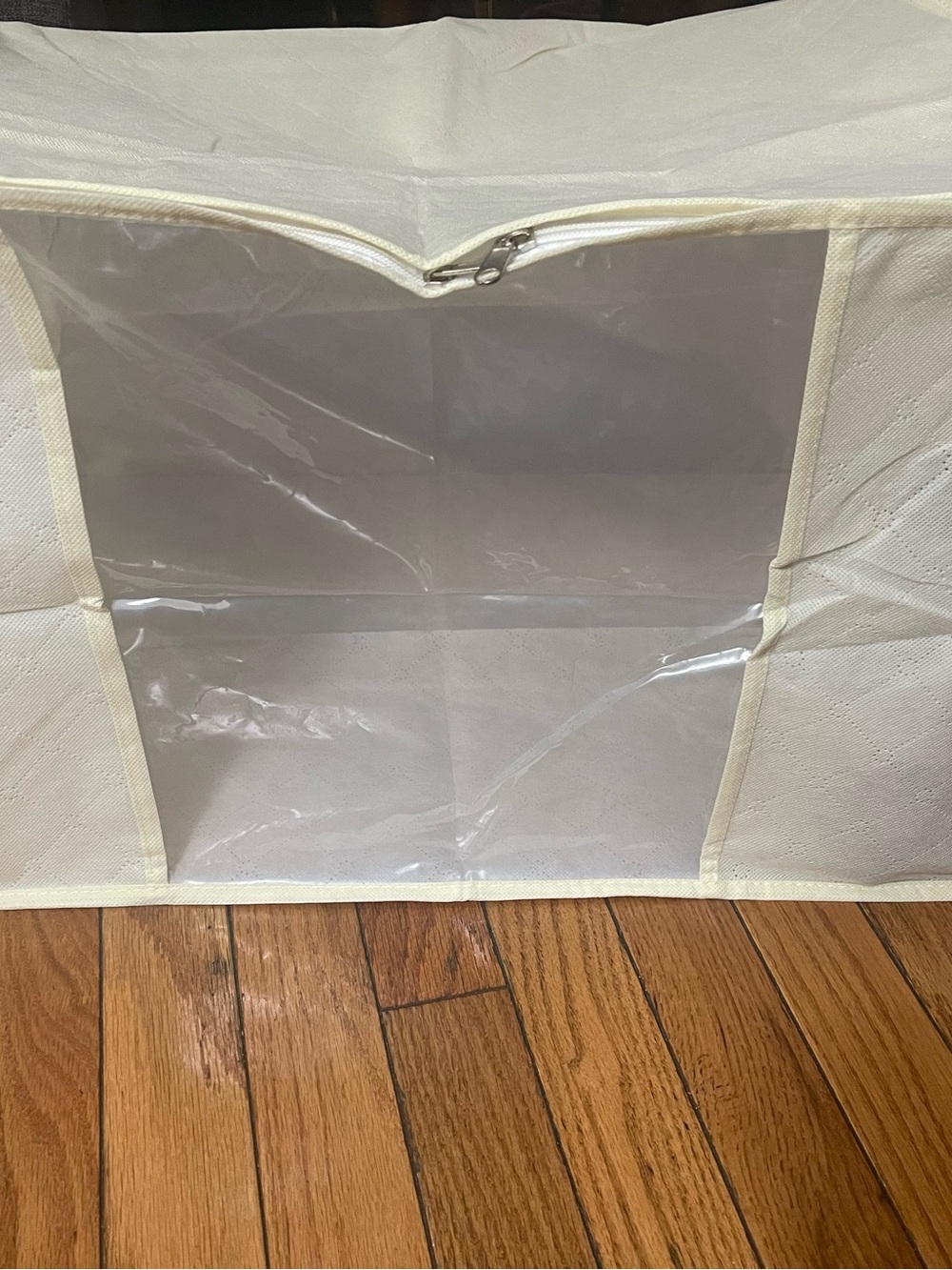Amazon Cream Fabric Storage Bin with Clear Front Window. 6 pieces 4 large